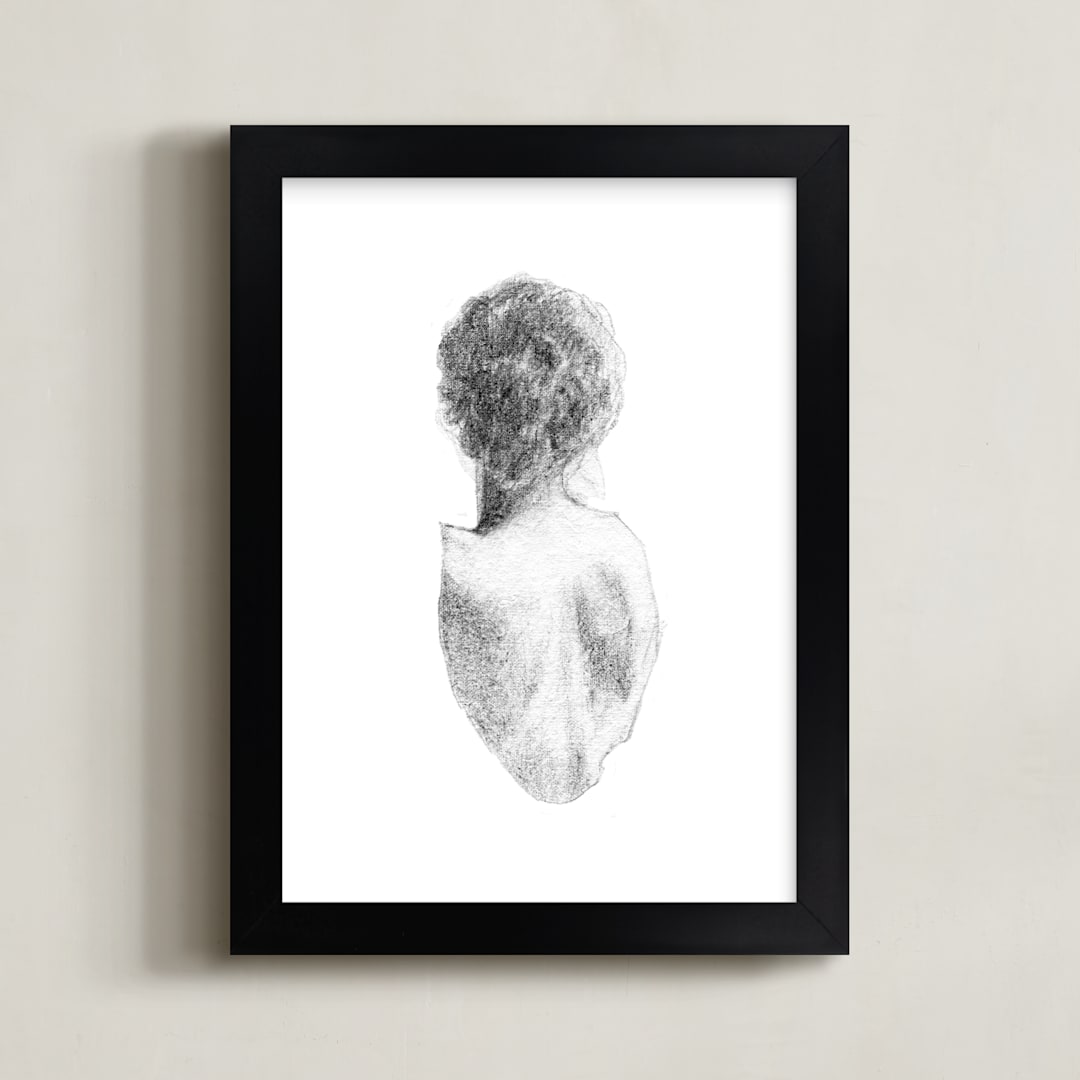 "Figure Drawing No.17" - Art Print in Graphite by Jess Blazejewski - Framed