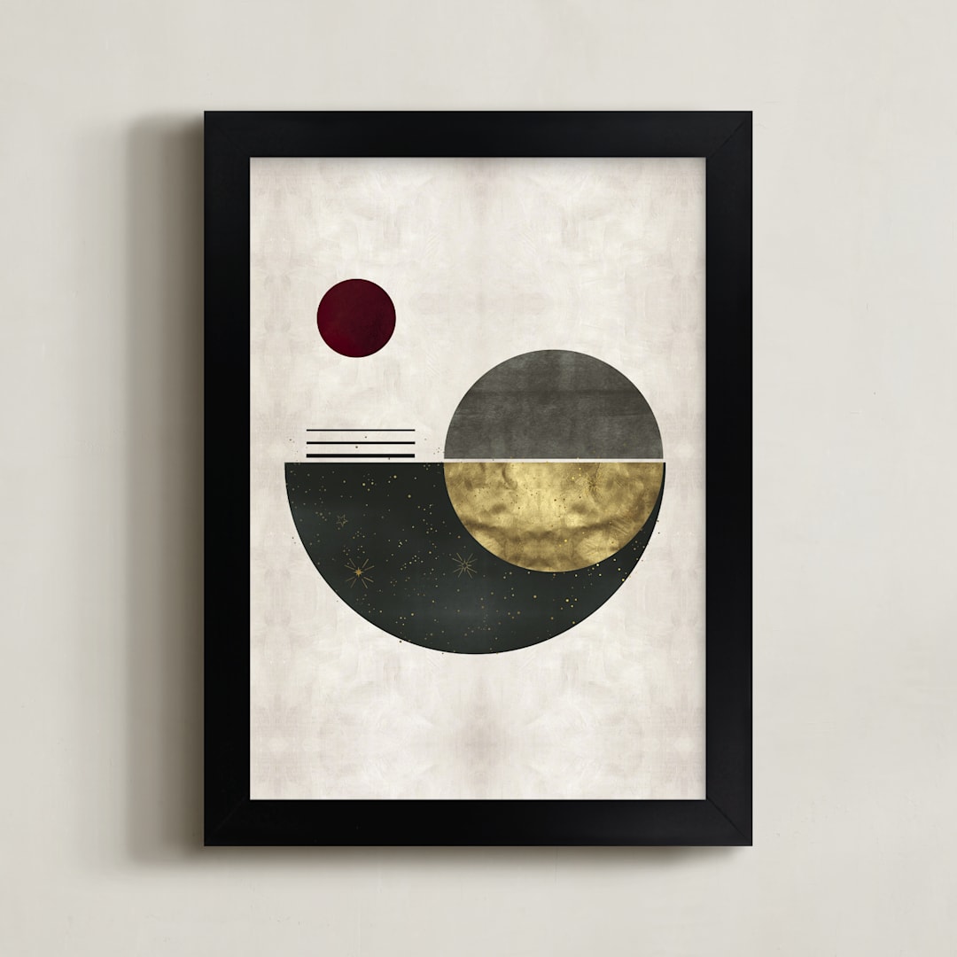"The Eclipse" - Art Print in Vintage Gold by Faiza Khan - Framed