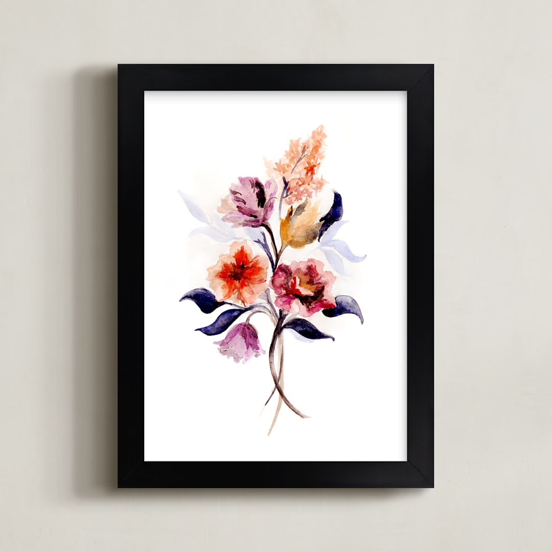 "Grecian Floral" - Art Print in Multi by Olivia Kanaley Inman - Framed