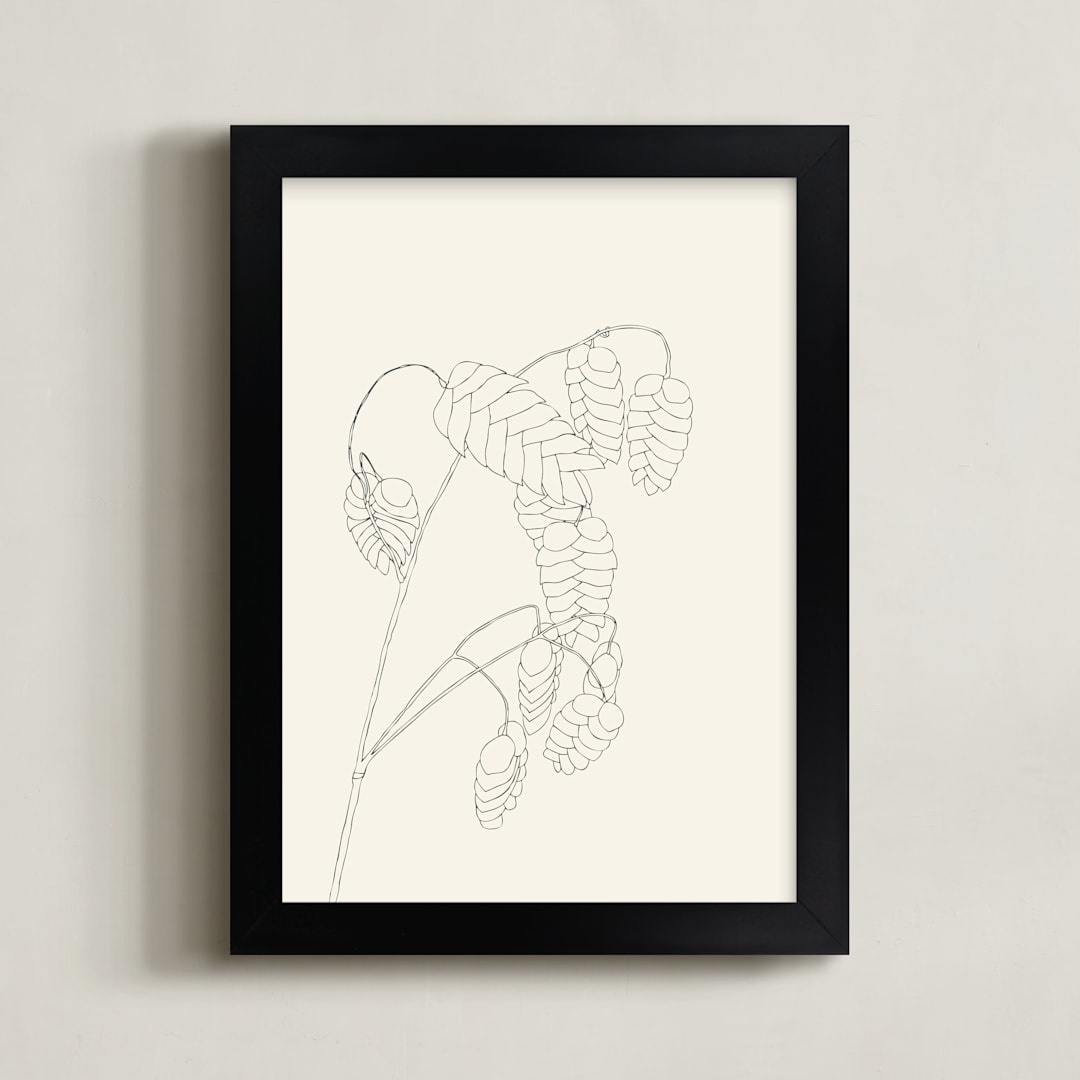 "Grass With Seeds" - Art Print in Black On White by Jorey Hurley - Framed