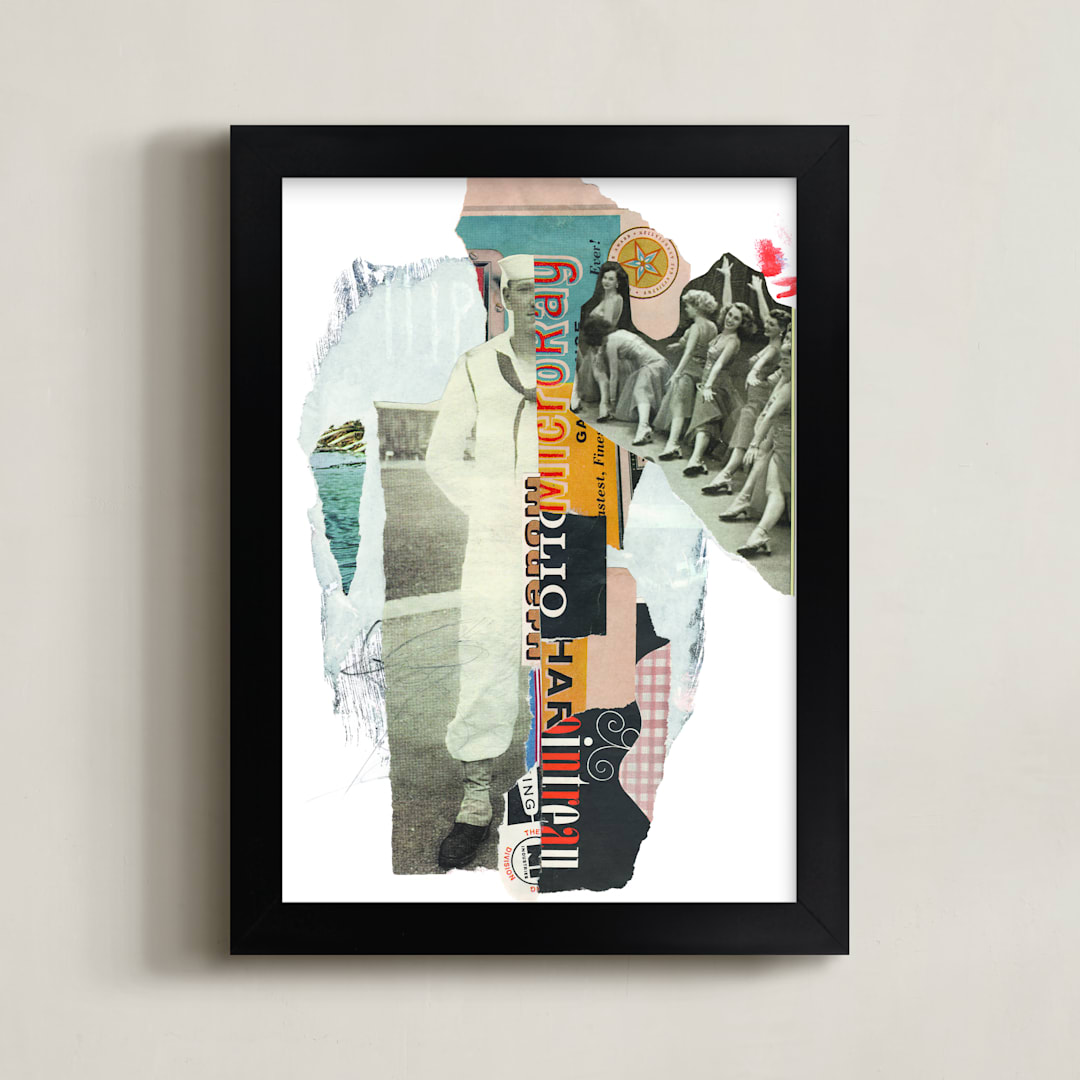 "Chorus Line Arnold" - Art Print in Taupe by Misty Hughes - Framed