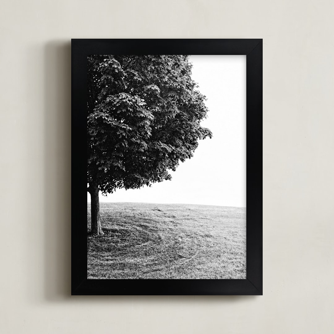 "Tree on the Hill " - Art Print in Silver Tone by Eric Ransom - Framed