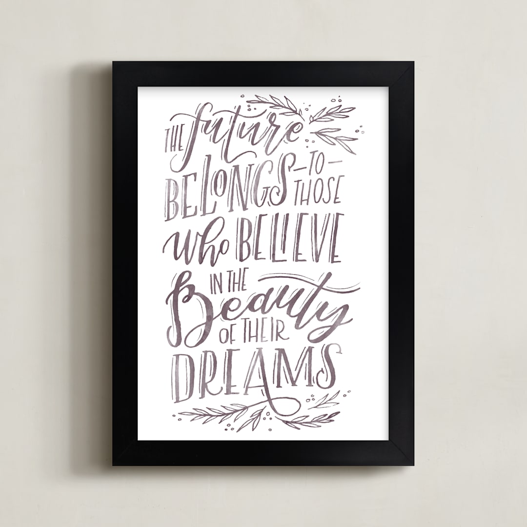 "The Beauty of Dreams" - Art Print in Mushroom by Grace Kreinbrink - Framed