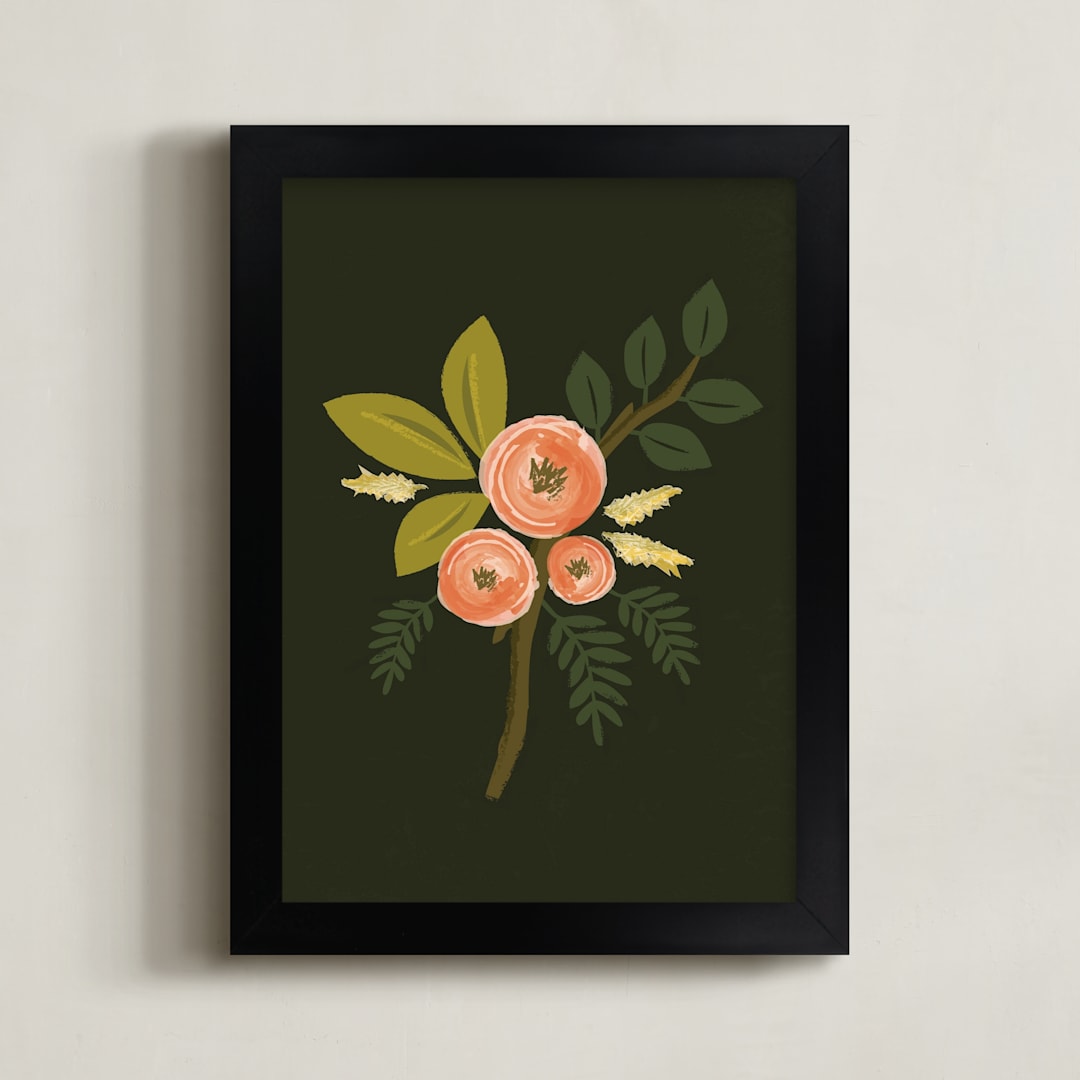 "Botanical no.1" - Art Print in Midnight by Karidy Walker - Framed