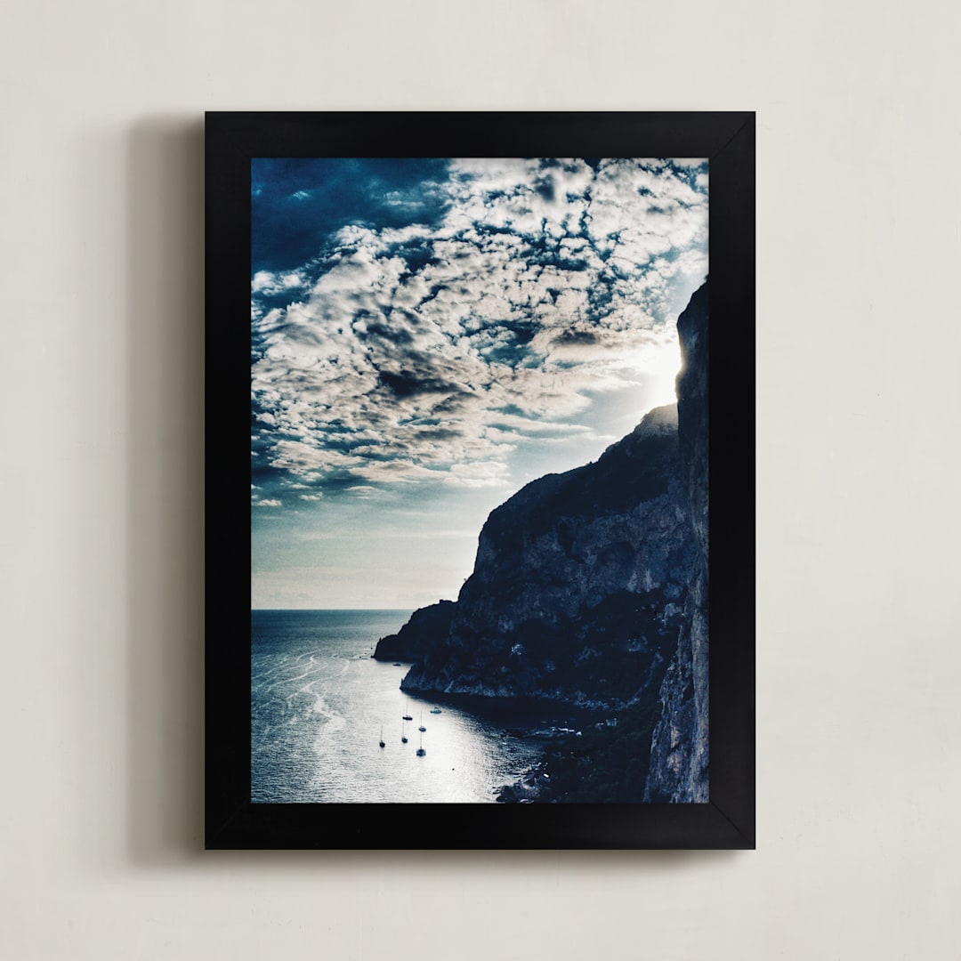 "Pinnacle" - Art Print in sea blue by Courtney Crane - Framed