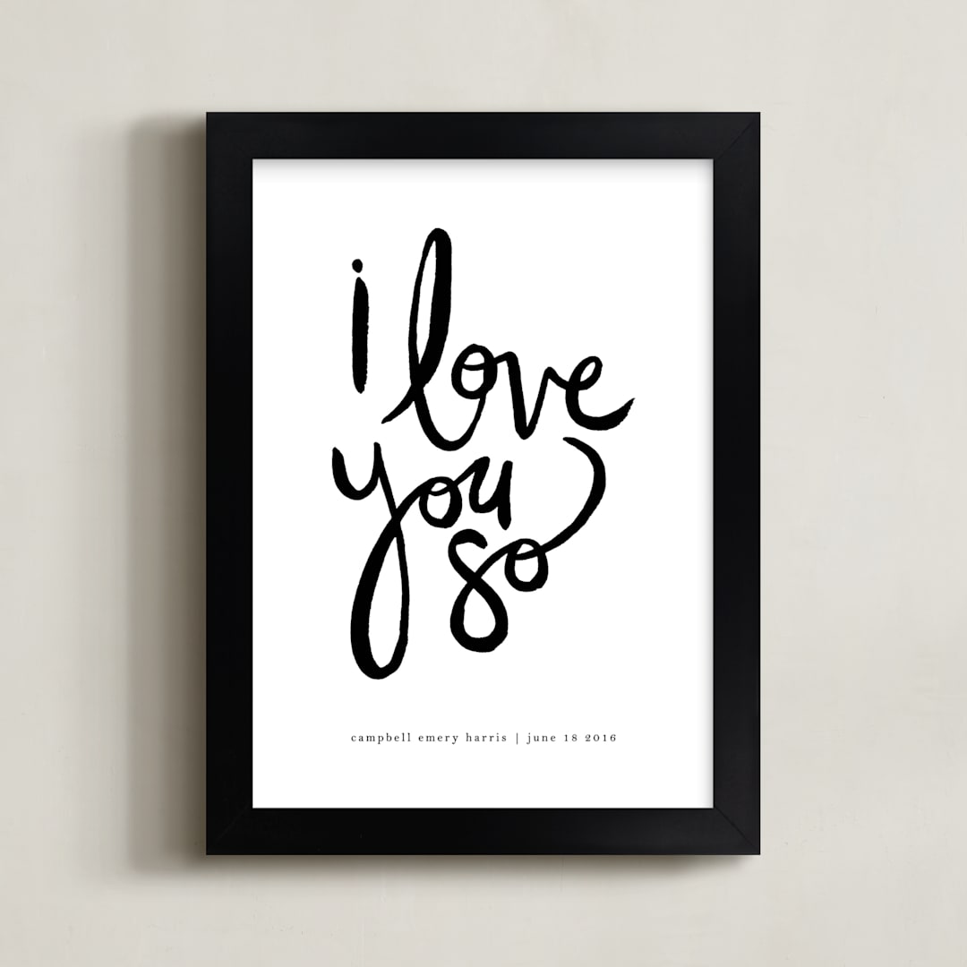 "I Love You So" - Personalized Art Print in Cloud by Kelly Ventura - Framed