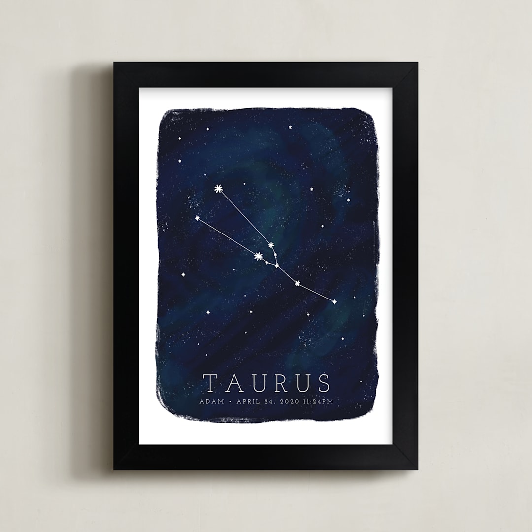 "Zodiac Constellation Taurus" - Personalized Art Print in Galaxy by Ashley Presutti Beasley - Framed