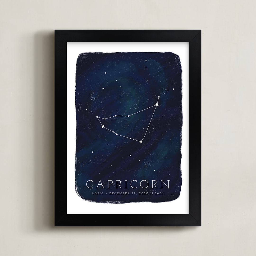 "Zodiac Constellation Capricorn" - Personalized Art Print in Galaxy by Ashley Presutti Beasley - Framed
