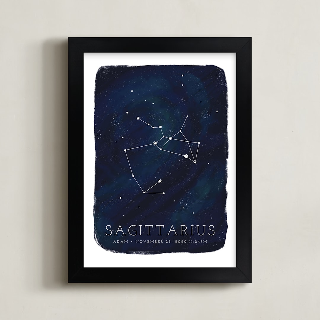 "Zodiac Constellation Sagittarius" - Personalized Art Print in Galaxy by Ashley Presutti Beasley - Framed