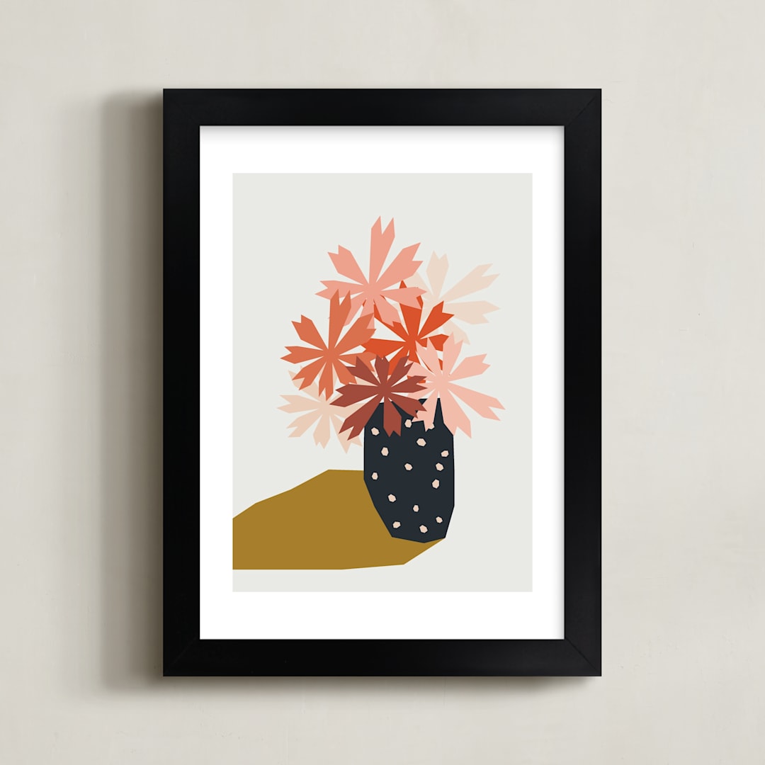 "polka dot vase" - Art Print in Bubble Gum by Morgan Kendall - Framed