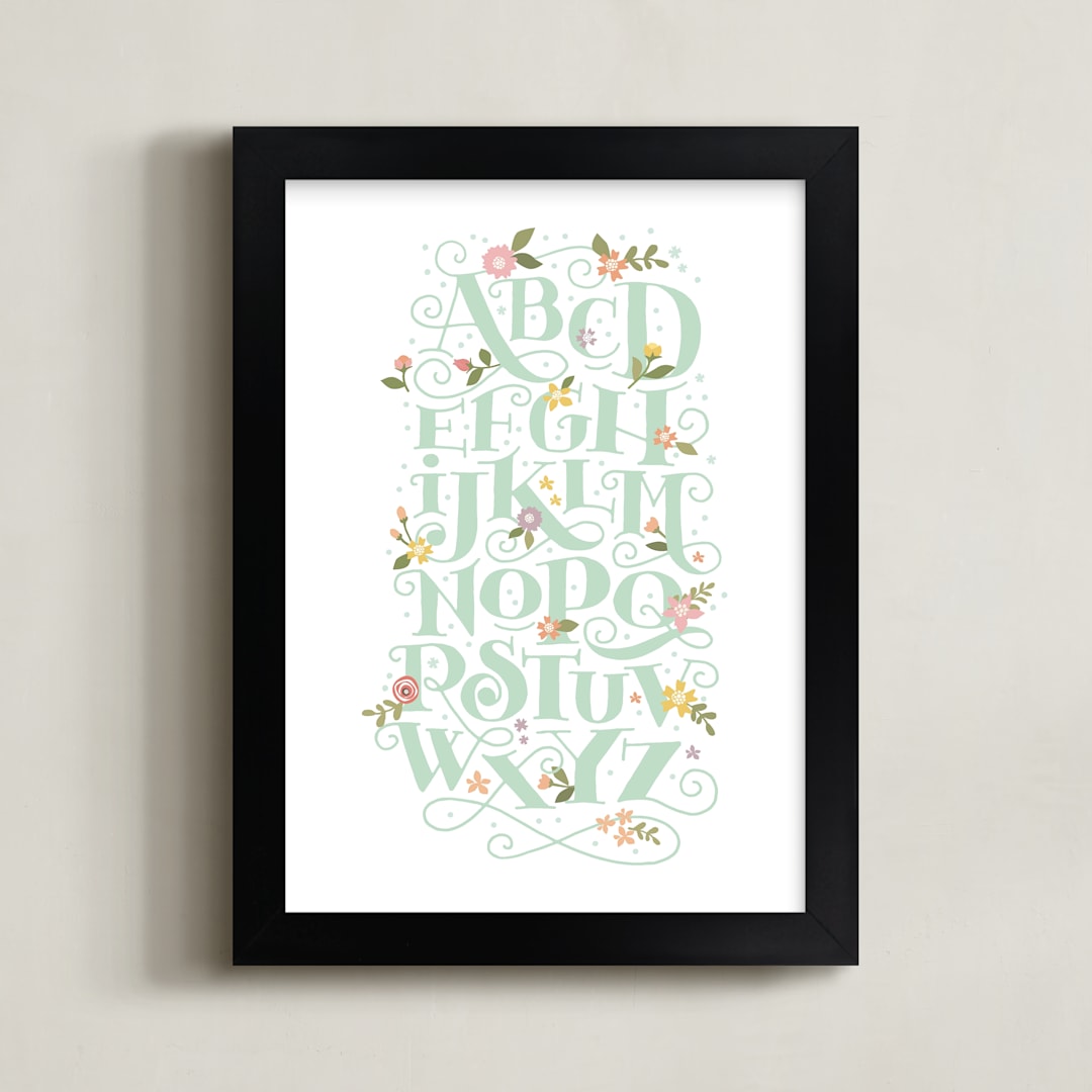 "Blooming Letters" - Art Print in Seaglass by Jennifer Wick - Framed
