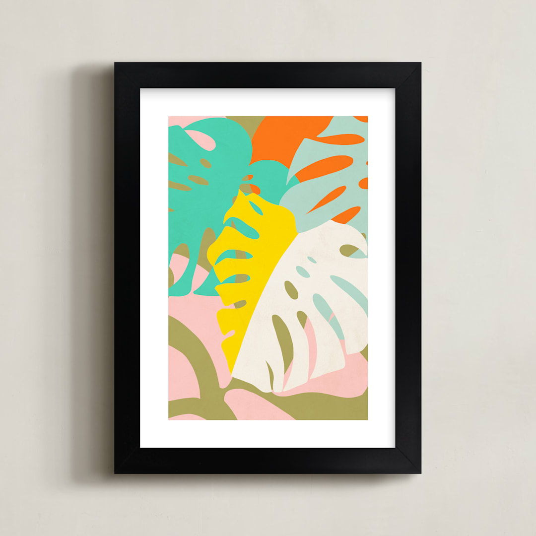 "Tropical Vibes" - Art Print in Olive Green by Dominique Vari - Framed