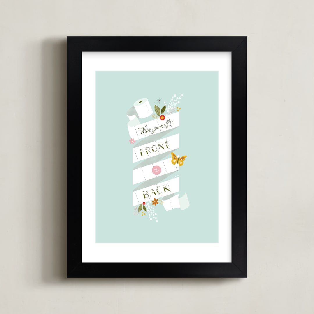 "Front 2 Back" - Art Print in Soft Blue by Katie Zimpel - Framed