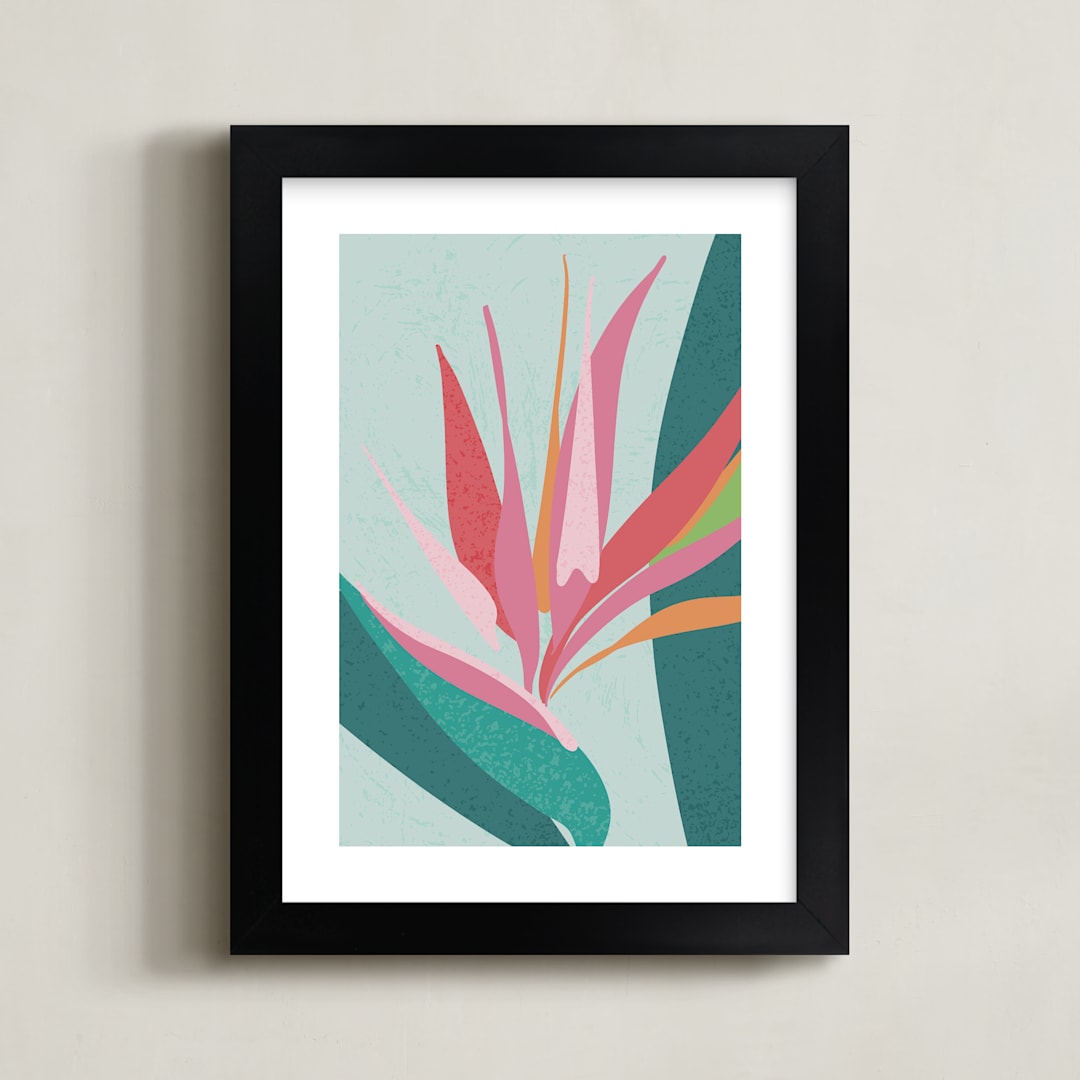 "Floralia" - Art Print in Turquoise by Tamara Hilje - Framed