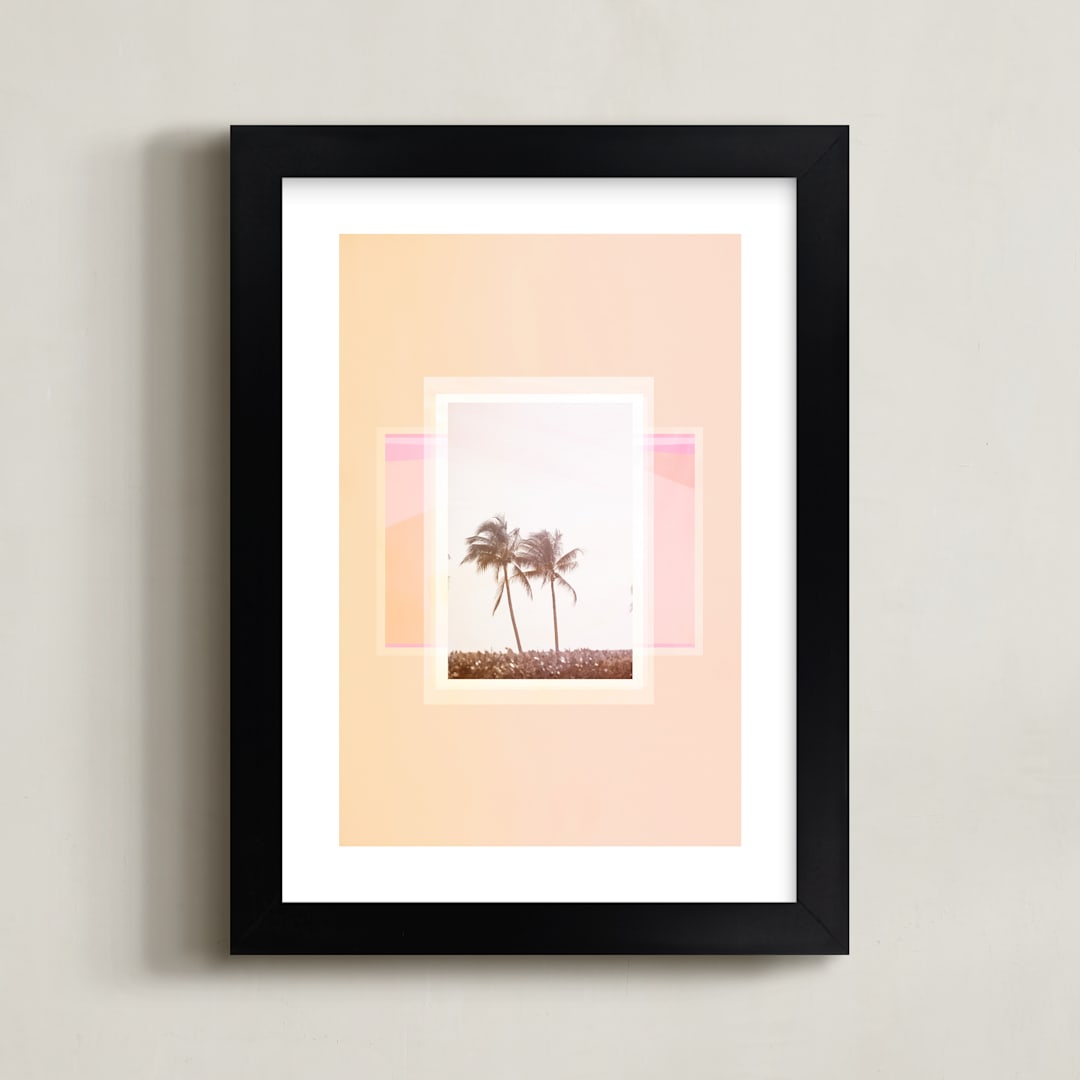 "Sweet summer palms." - Art Print in Peach by Dawn Smith - Framed