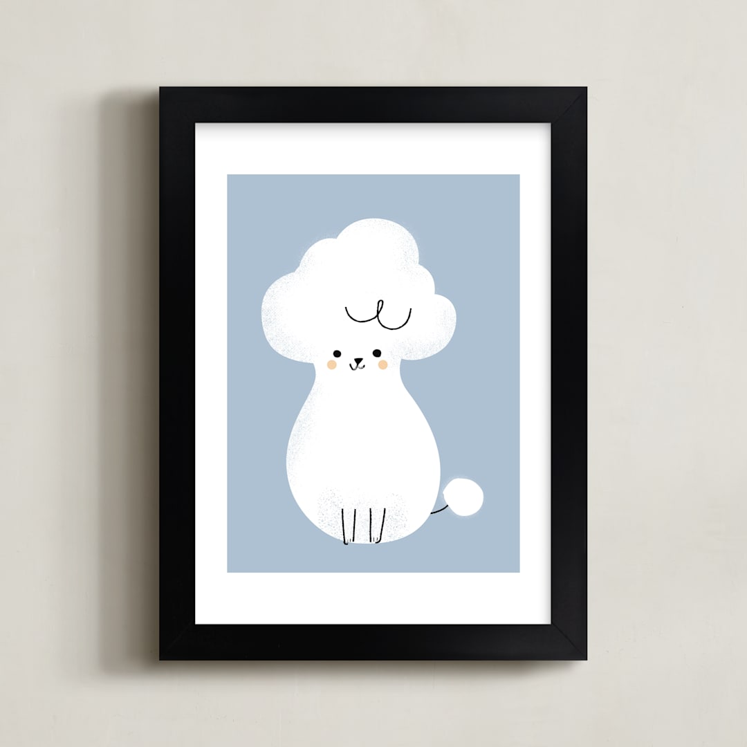 "Poodle" - Art Print in Slate by Lori Wemple - Framed