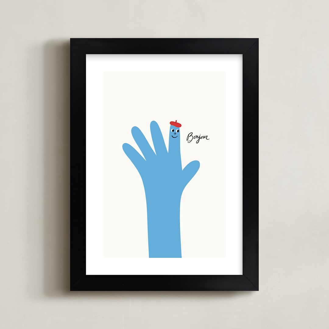 "Bonjour And Howdy 1" - Art Print in Blueberry by mo kelley - Framed