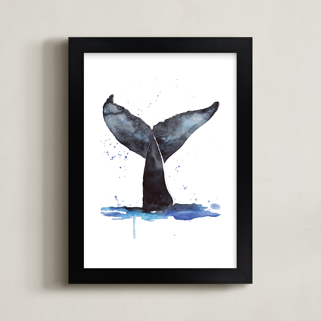 "Whale Tale" - Art Print in Splash by Kelsey McNatt - Framed
