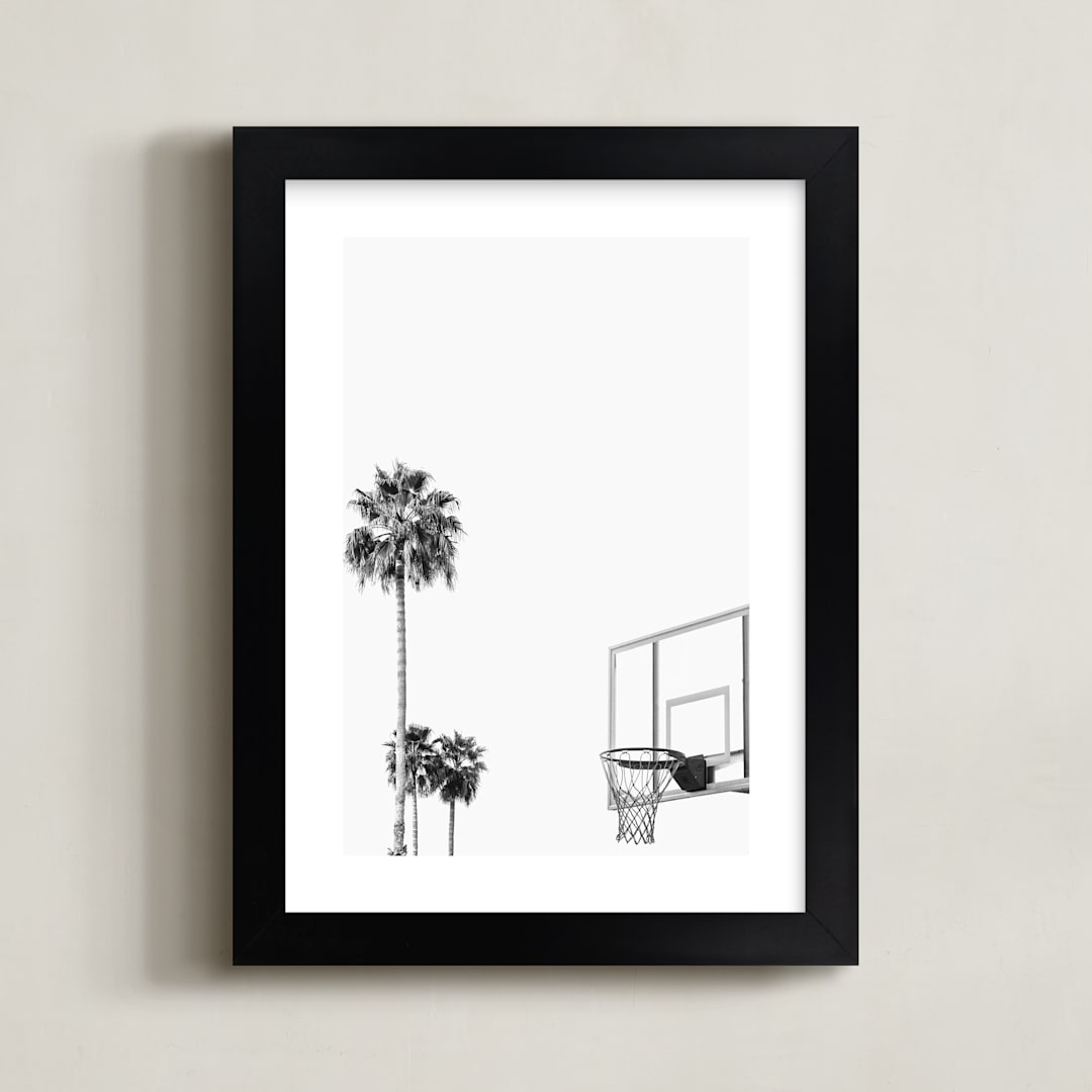 "Hoops and Palms" - Art Print in white by Irene Suchocki - Framed