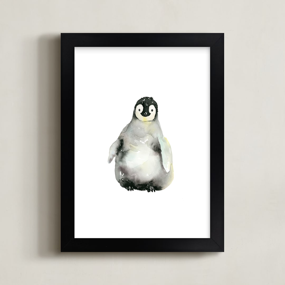 "A Shy Hello" - Art Print in white by Jean Choe Art and Design - Framed