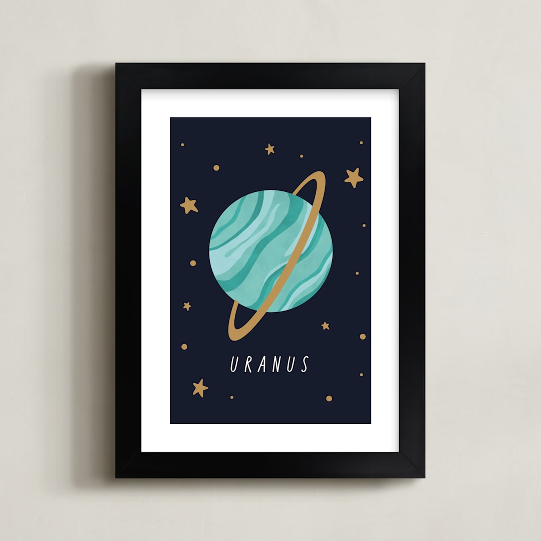 "Solar System IV (Uranus)" - Art Print in Night by Elly - Framed