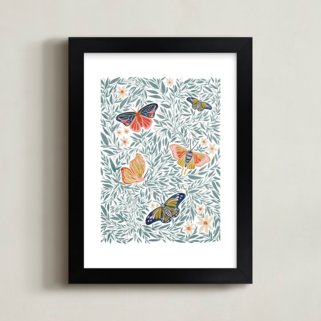 "Secret Garden" - Art Print in Leaf by Britt Mills - Framed