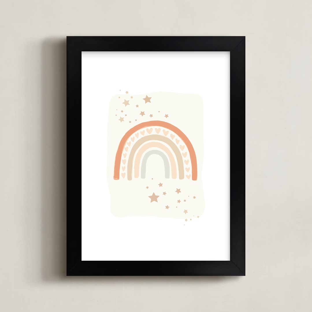 "Rainbow Stars" - Art Print in Sand by Hannah Williams - Framed