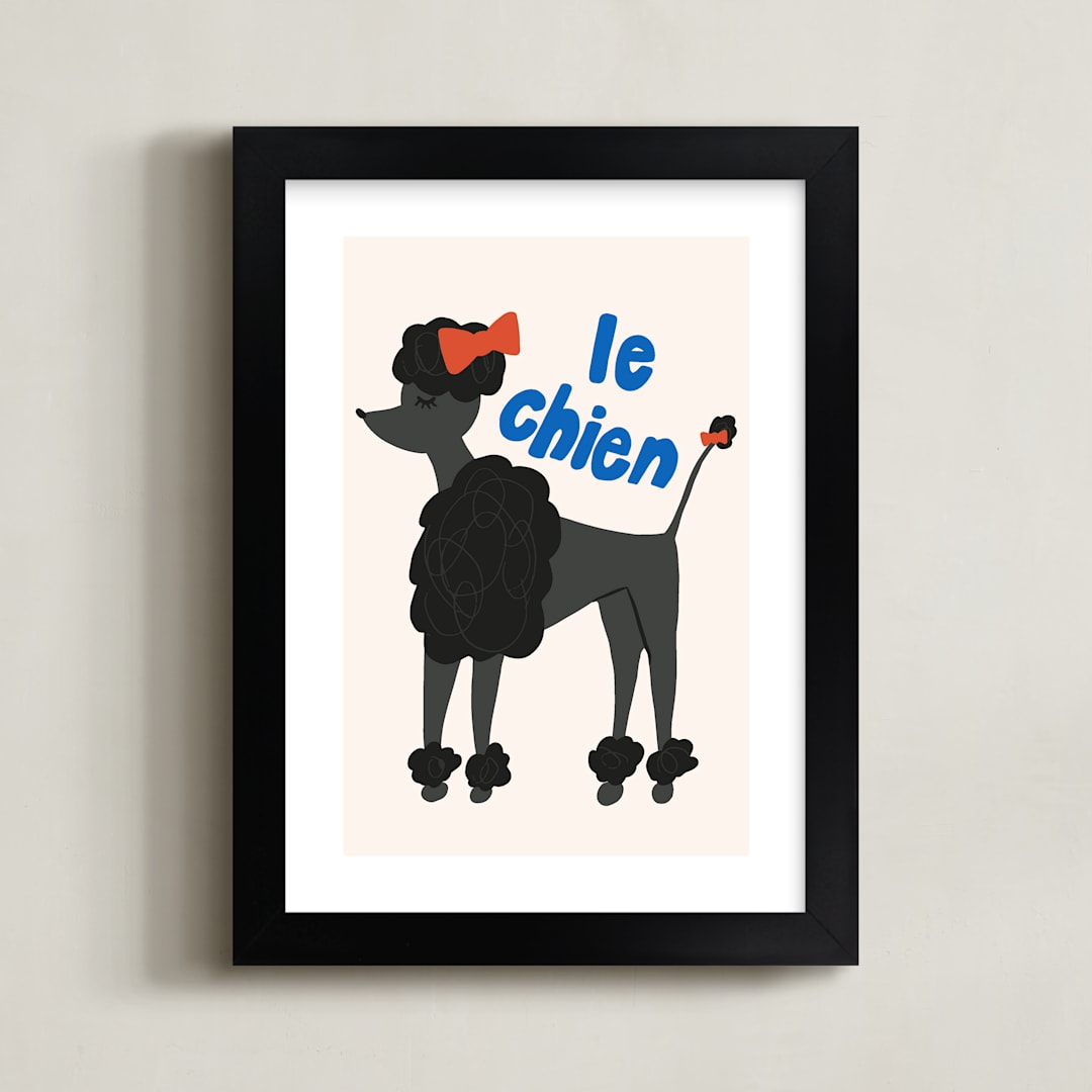 "French Dog" - Art Print in Charcoal by Morgan Kendall - Framed