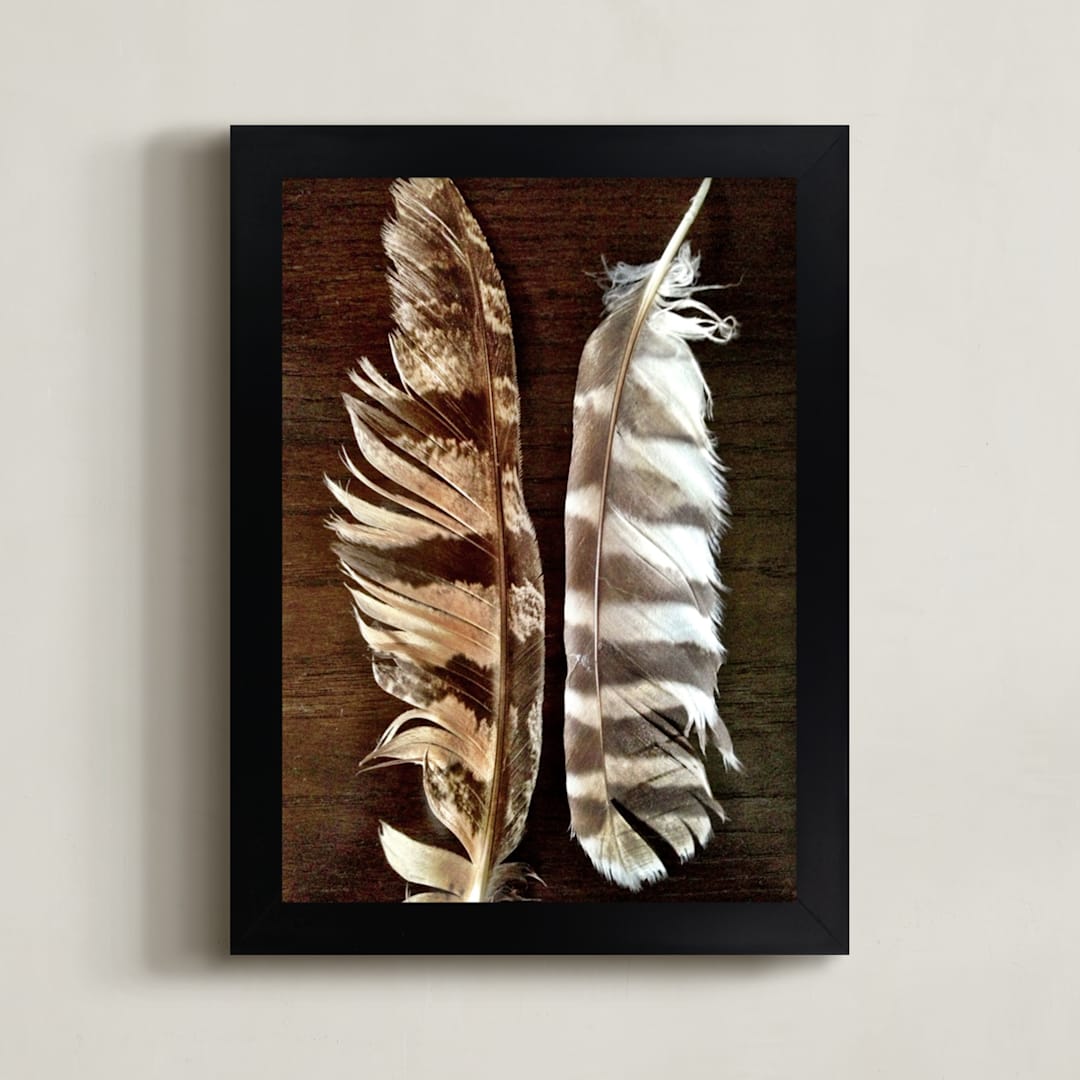 "Fallen Quills" - Art Print in Brown by Misty Hughes - Framed