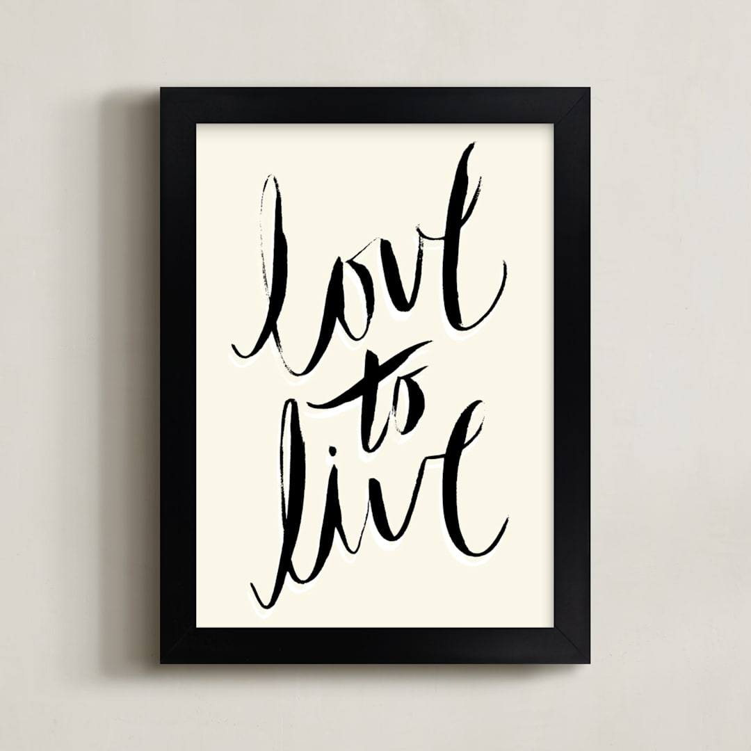 "love to live" - Art Print in ink black by pottsdesign - Framed