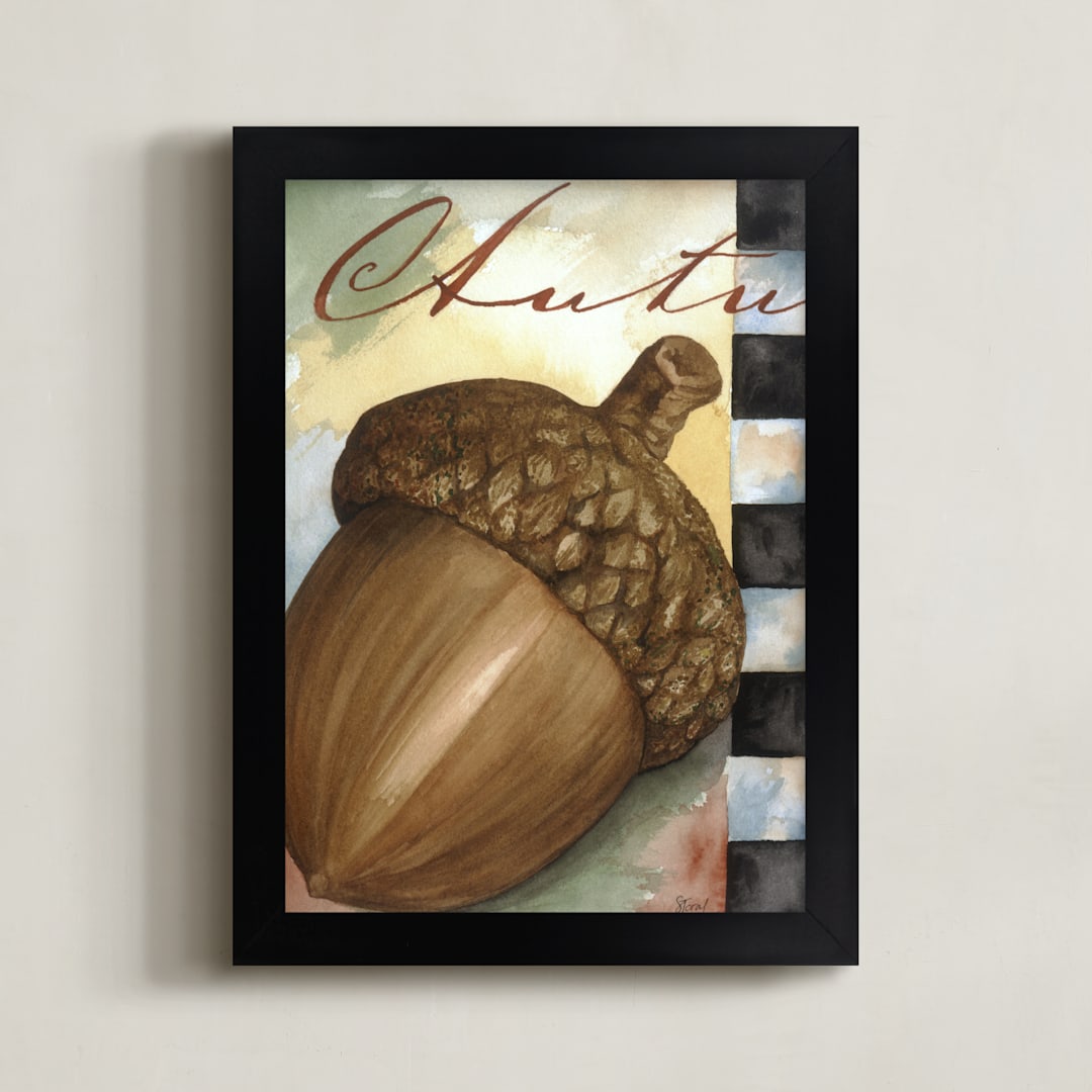 "Autumn II" - Art Print in Pale Blue by Stephanie Toral - Framed