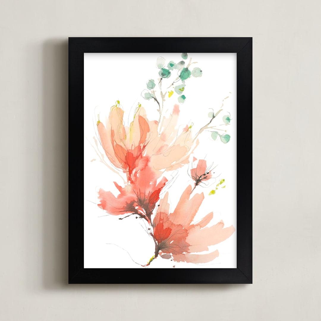 "Blush Blossoms" - Art Print in Blush by Kelly Ventura - Framed