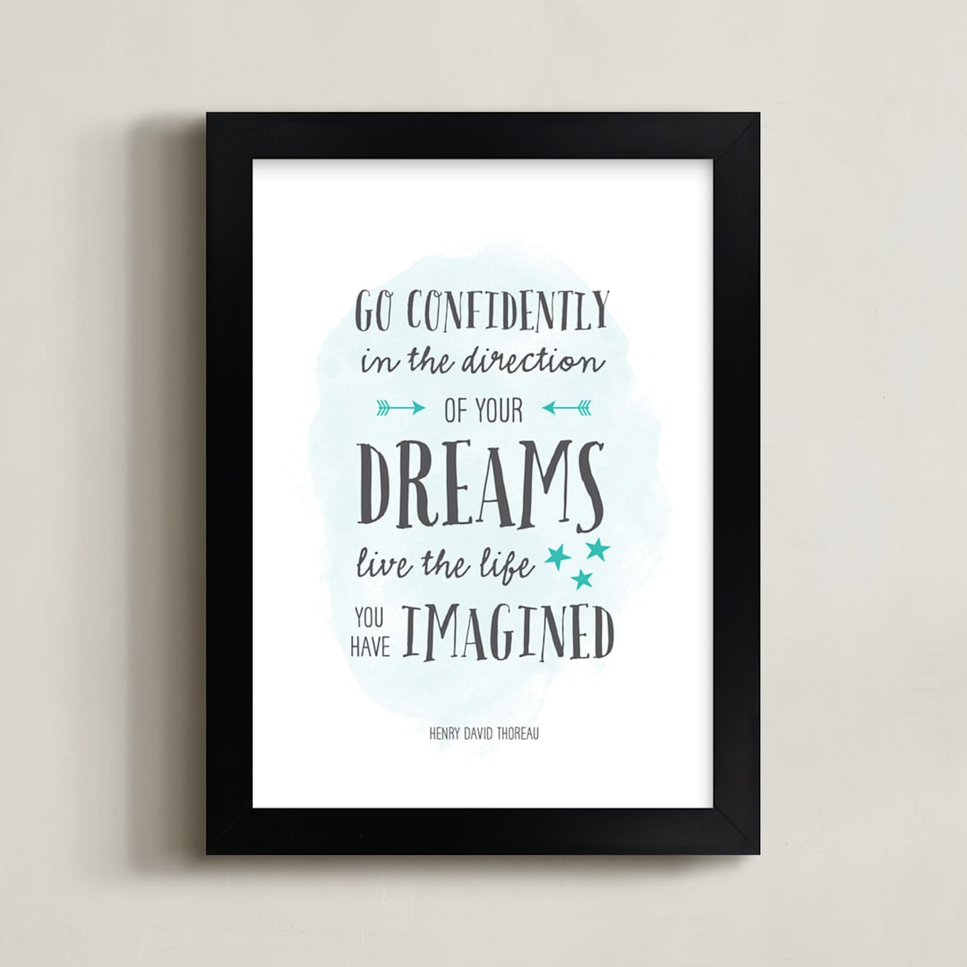"Go Confidently" - Art Print in Teal by Sandra Picco Design - Framed