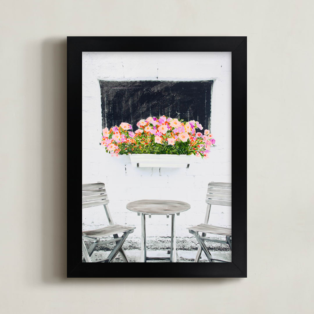 "Barn Window" - Art Print in pink & white by Katrina Leandro - Framed