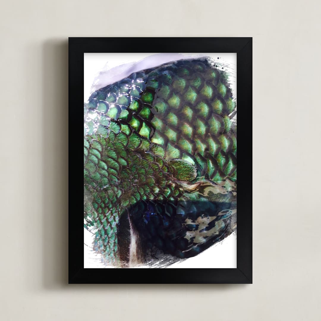 "Abstract Scales ll" - Art Print in Peacock Green by Carole Crohan - CaroleeXpressions - Framed