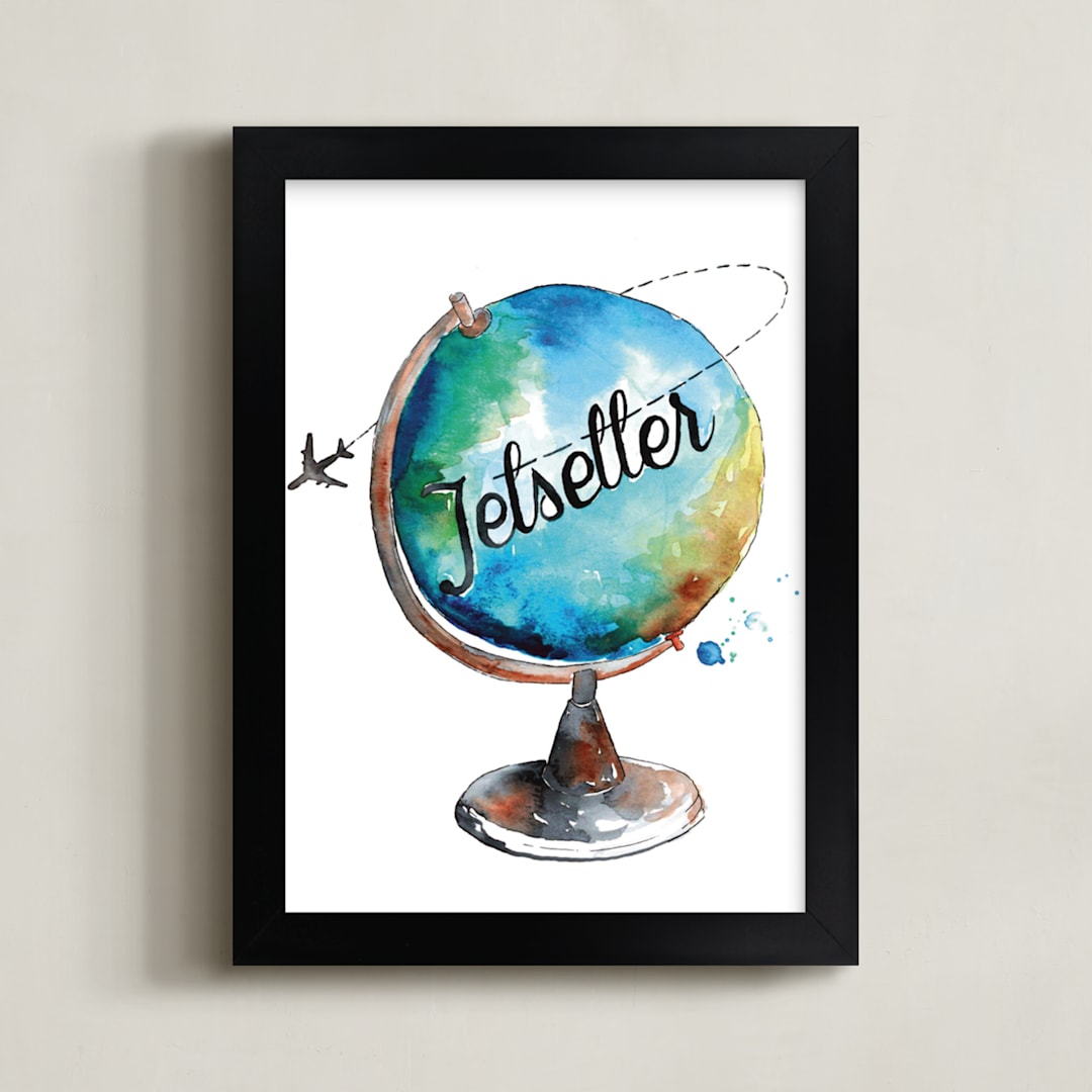 "Jetsetter" - Art Print in Blue by Kelsey McNatt - Framed