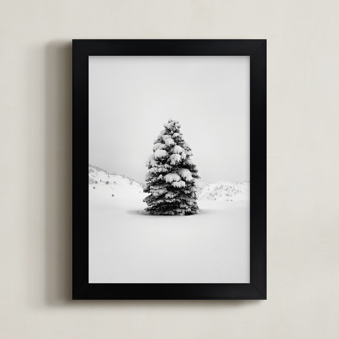 "Tranquil Snow III" - Art Print in Winter Grey by Gabrial Reising - Framed