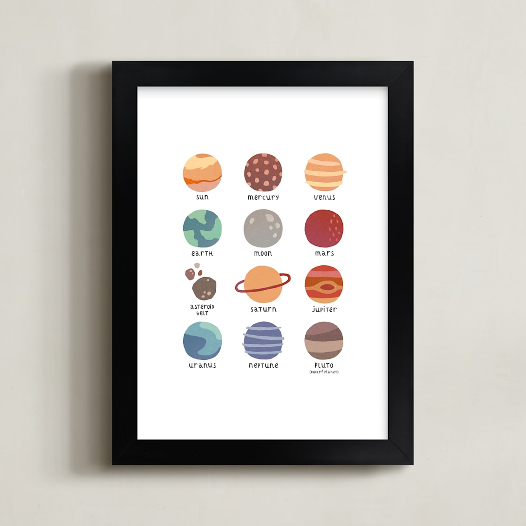 "Our Solar System" - Art Print in Muted Jewel Tones by McKenna Sato - Framed