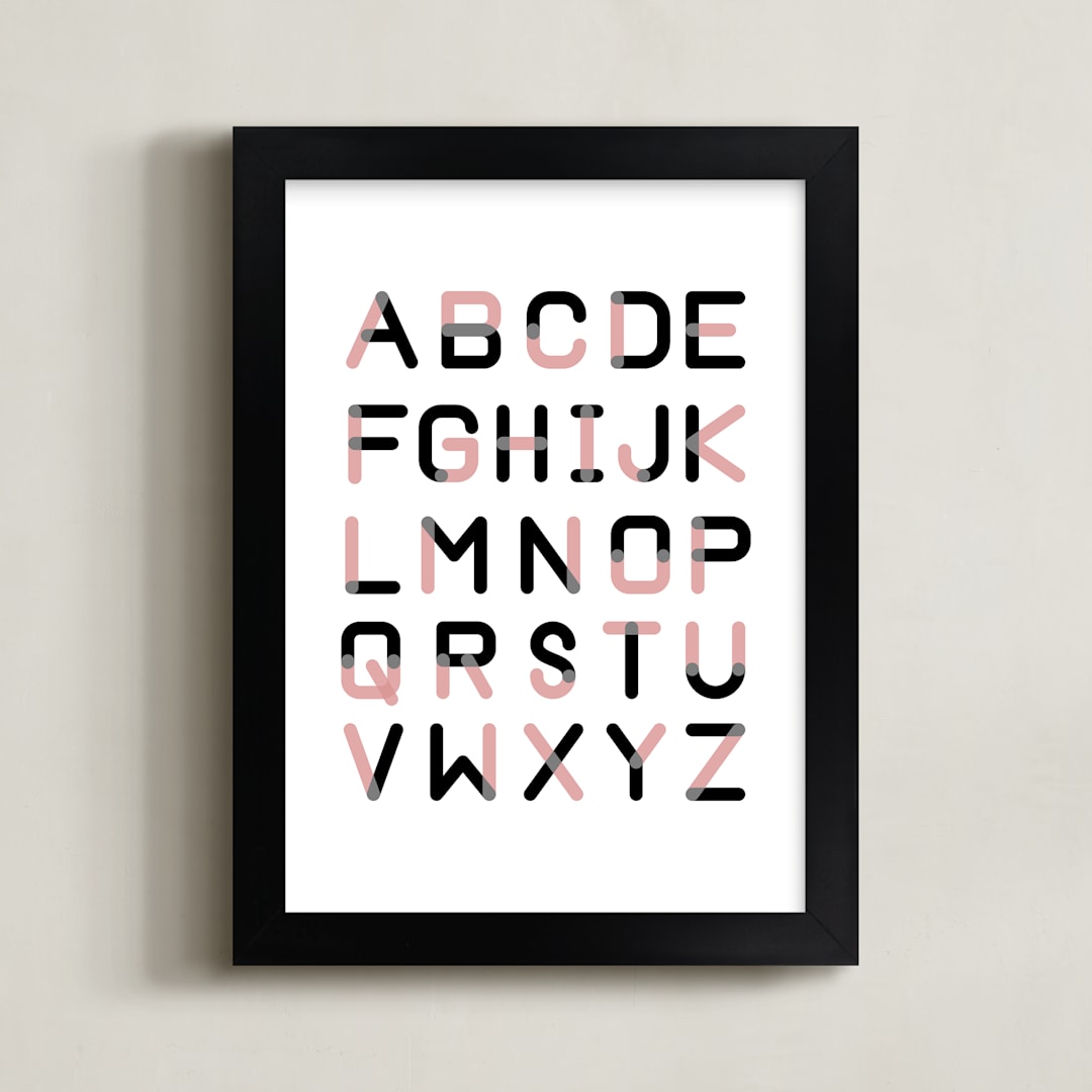 "Color Font Alphabet" - Art Print in Rose Gold by Erica Marquis - Framed