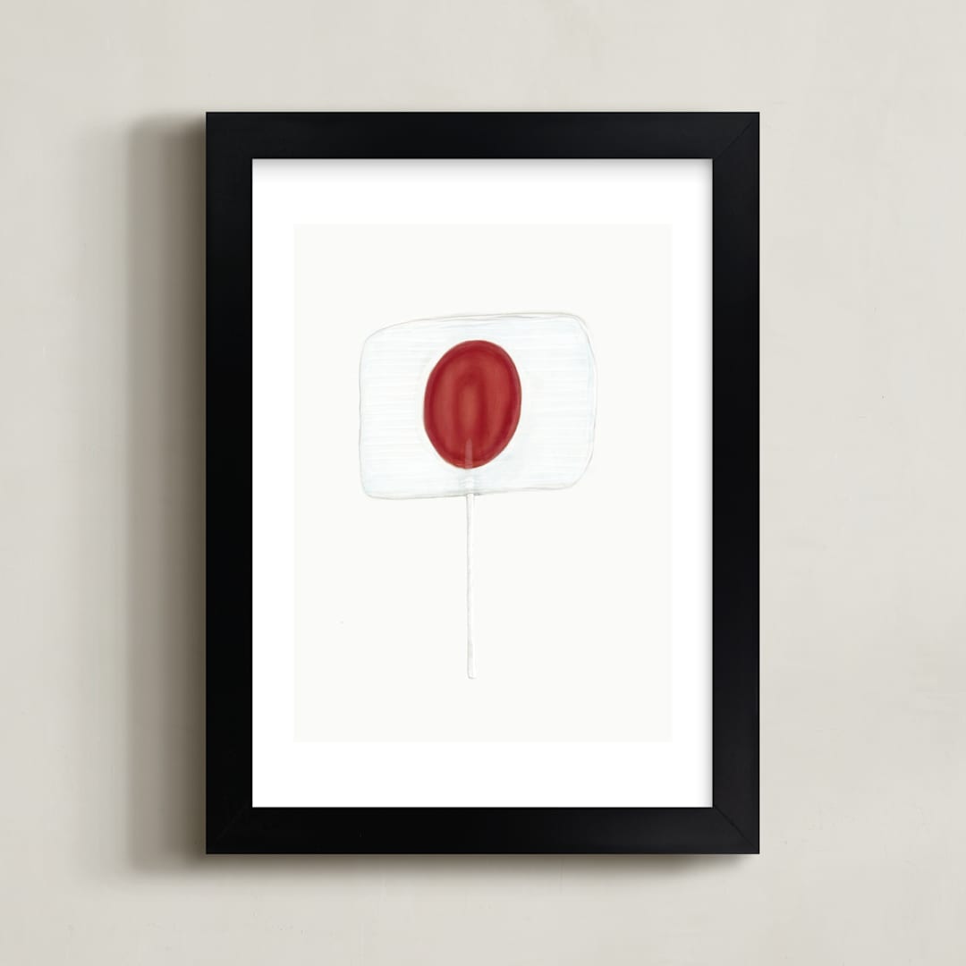 "one lollipop" - Art Print in brick red by Leanne Friedberg - Framed