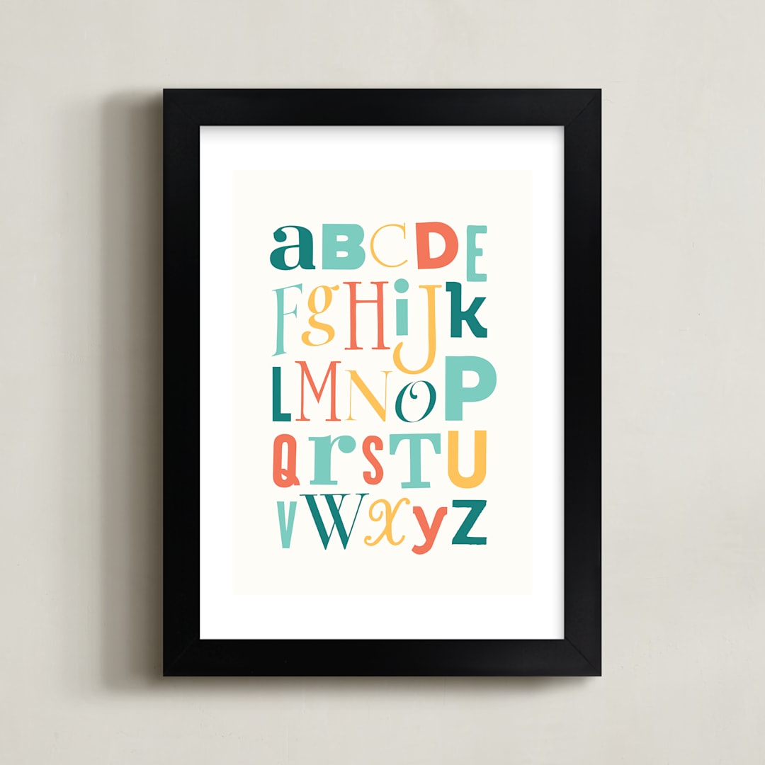 "Mix it up Alphabet" - Art Print in Emerald Green by Stephanie Strouse - Framed