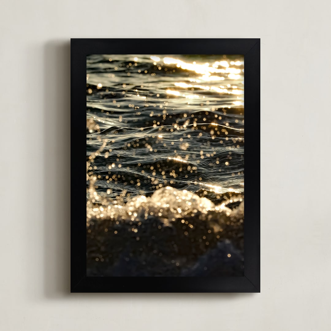 "Sea Sparkle I" - Art Print in champagne1 by KIMBERLY SMITH - Framed