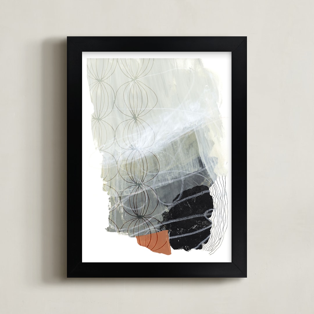 "Line gradation" - Art Print in Off white gradation by Bethania Lima - Framed