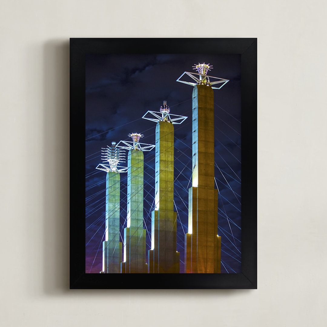 "Bartle Hall Vibrant" - Art Print in Midnight by Jeff Preuss - Framed