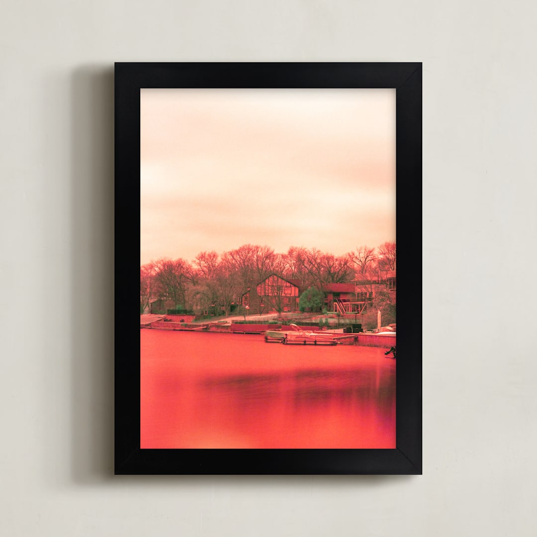 "Infrared Lake" - Art Print in Red Glow by Jeff Preuss - Framed