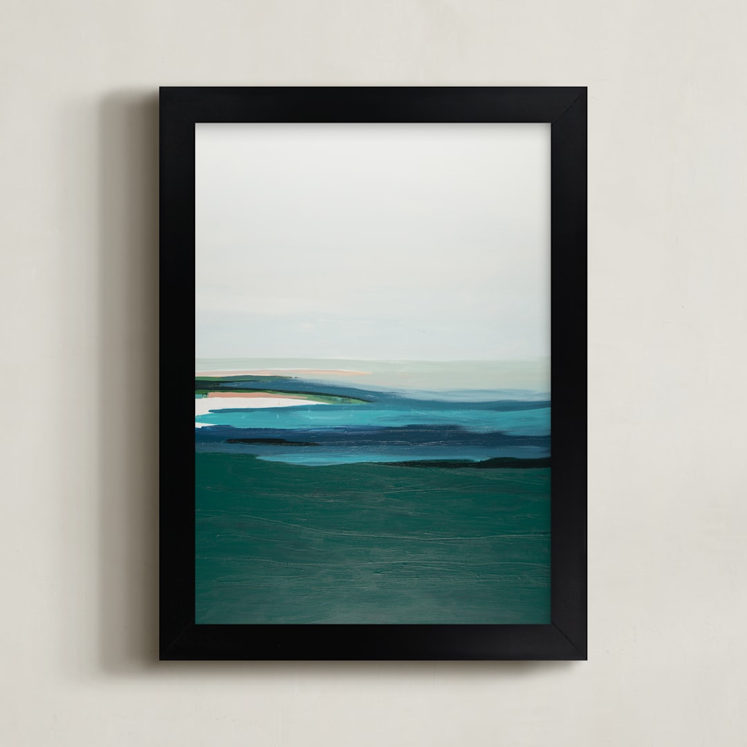 "Turquoise Seas" - Art Print in Turquoise by Caryn Owen - Framed
