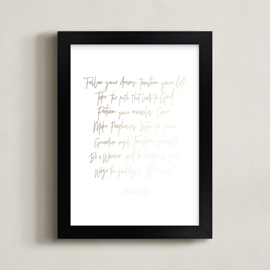 "Follow Your Dreams Quote" - Art Print in Goal Digger by Angelene - Framed
