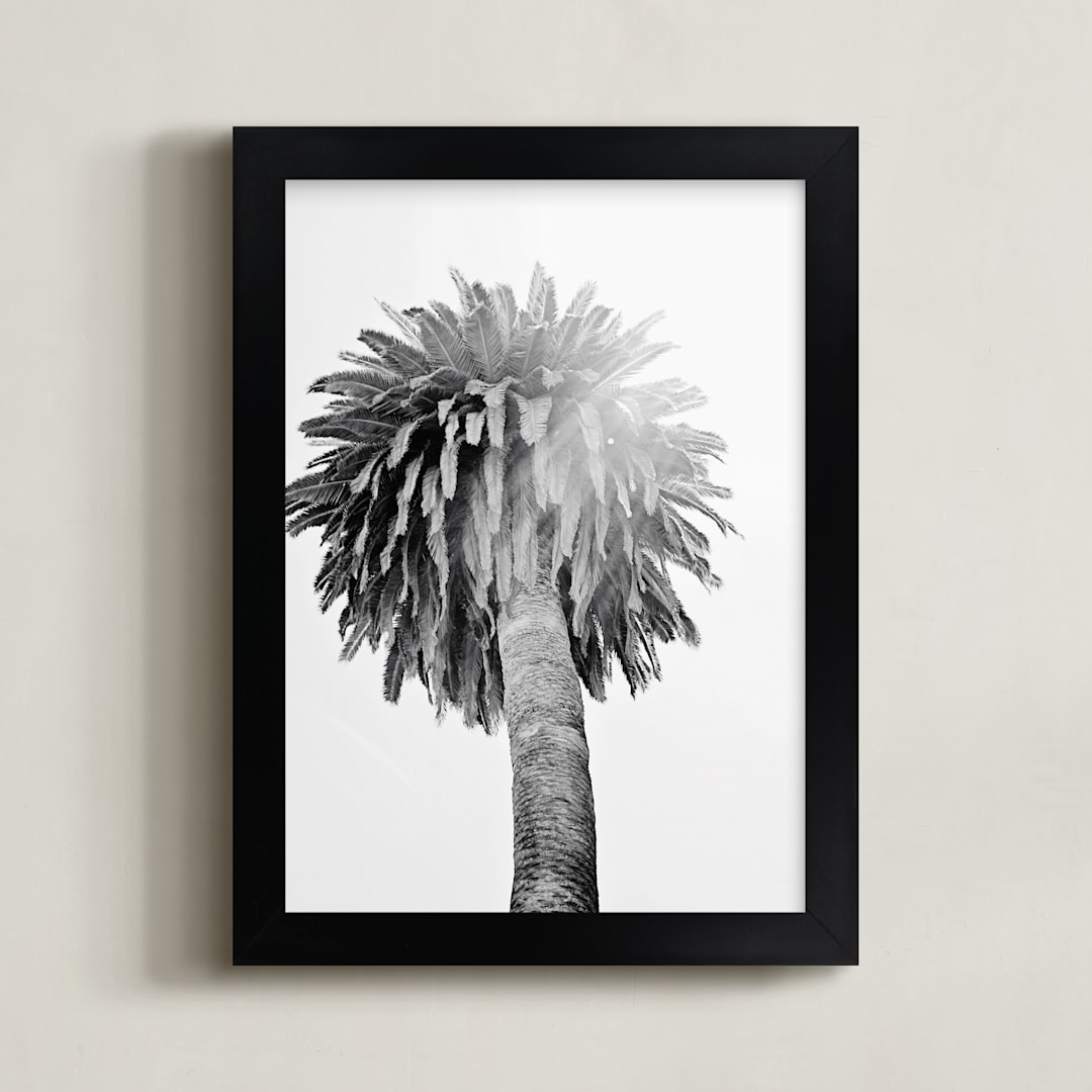 "Puffy Palm" - Art Print in Black and White by Joelle Segal - Framed