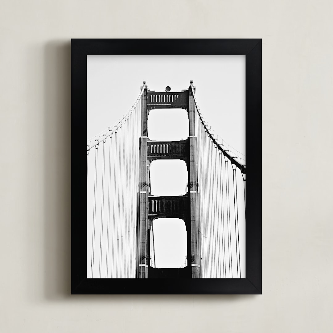 "Golden Gate SF" - Art Print in Black and white by Joelle Segal - Framed