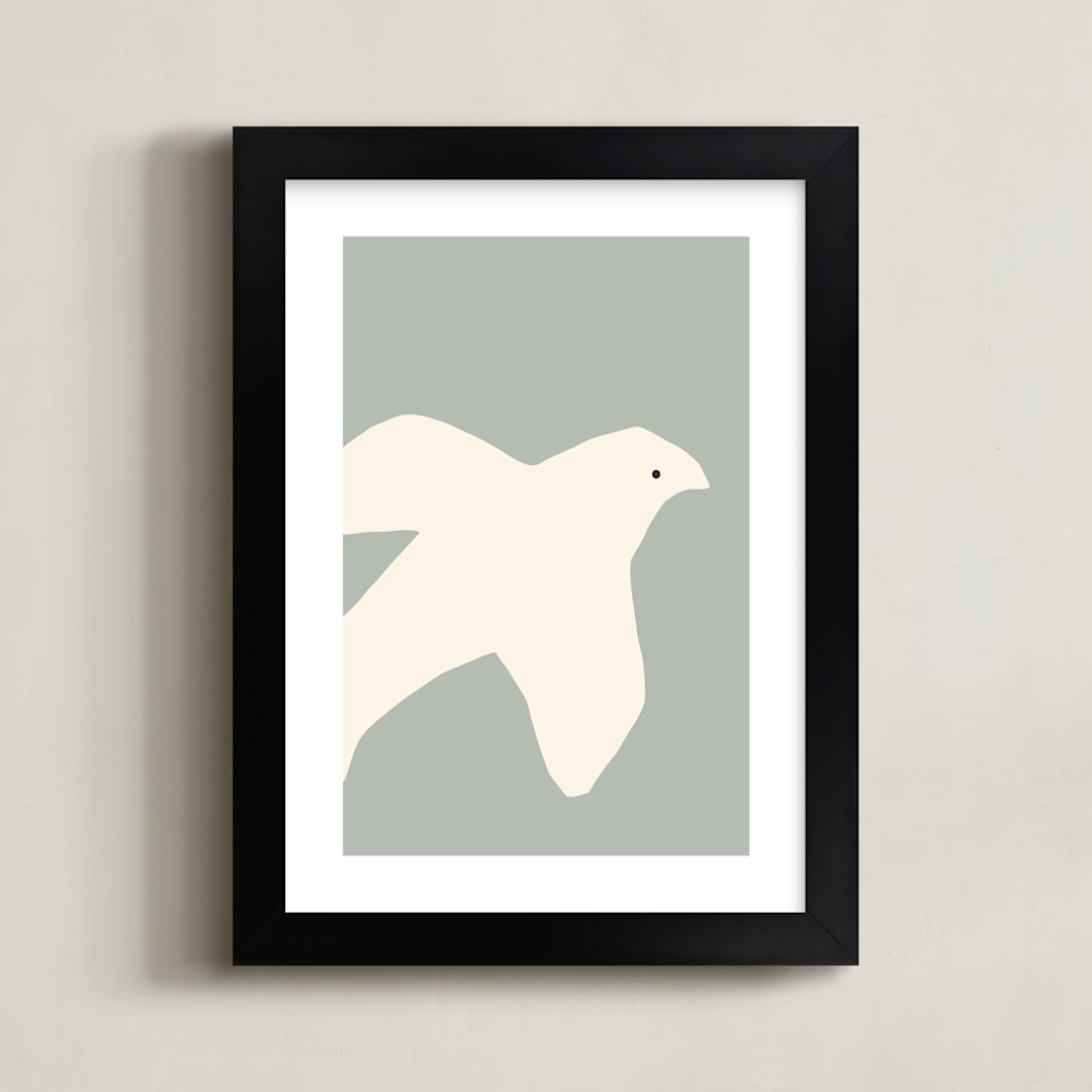 "Summer Dove" - Art Print in Sky Gray Blue by Coit Creative - Framed